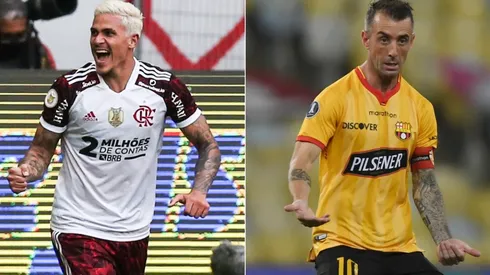 Pedro of Flamengo and Damian Díaz of Barcelona SC