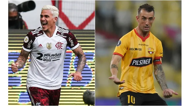 Pedro of Flamengo and Damian Díaz of Barcelona SC