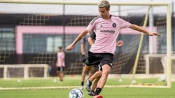Romeo Beckham playing for Inter Miami youth side.