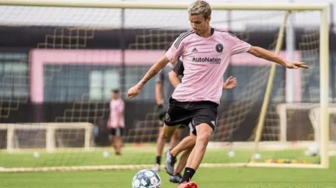 Romeo Beckham playing for Inter Miami youth side.