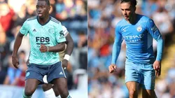Boubakary Soumare of Wycombe Wanderers (left) and Grealish of Manchester City (right)
