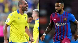 Fali of Cadiz (left) and Memphis Depay of Barcelona.