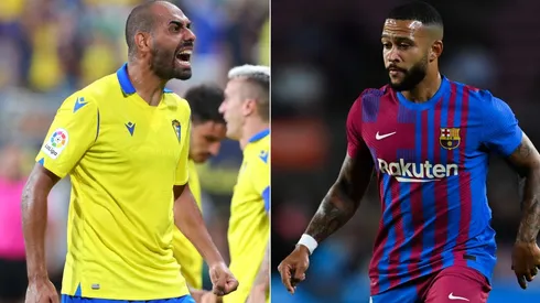 Fali of Cadiz (left) and Memphis Depay of Barcelona.