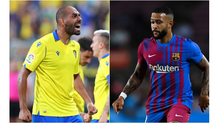 Fali of Cadiz (left) and Memphis Depay of Barcelona.