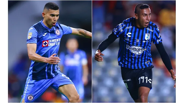Orbelin Pineda of Cruz Azul (left) and Jesus Hernandez of Queretaro