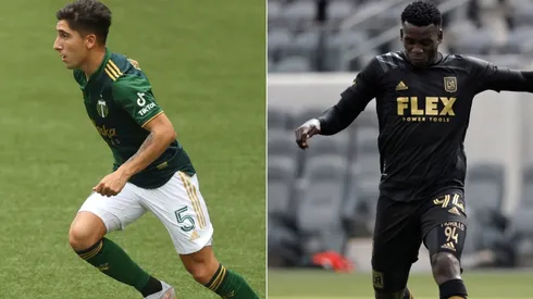 Claudio Bravo of Portland Timbers (left) and Jesus Murillo of LAFC