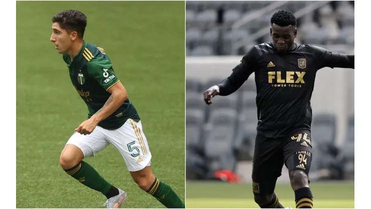 Claudio Bravo of Portland Timbers (left) and Jesus Murillo of LAFC