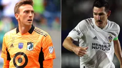 Tyler Miller of Minnesota United (left) and Sacha Kljestan of LA Galaxy (right)