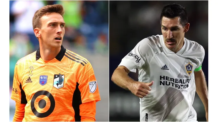 Tyler Miller of Minnesota United (left) and Sacha Kljestan of LA Galaxy (right)