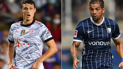 Benjamin Pavard of Bayern (left) and Christian Gamboa of Bochum (right)