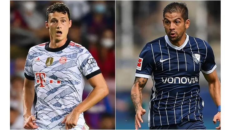 Benjamin Pavard of Bayern (left) and Christian Gamboa of Bochum (right)