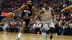 Jimmy Butler guarding James Harden