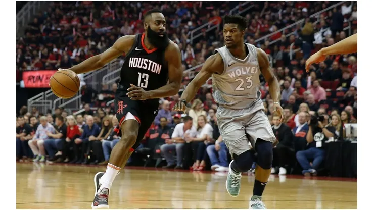 Jimmy Butler guarding James Harden