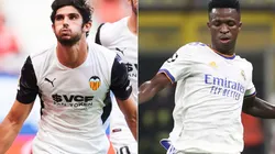 Goncalo Guedes of Valencia (left) and Vinicius Junior of Real Madrid (right)