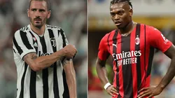 Leonardo Bonucci of Juventus (left) and Rafael Leao of Milan (right)