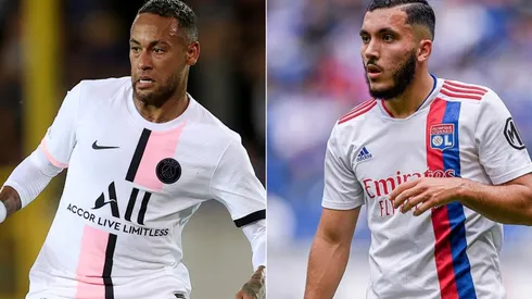 Neymar of PSG (left) and Rayan Cherki of Lyon (right)