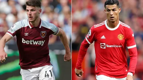 Declan Rice of West Ham (left) and Cristiano Ronaldo of Manchester United.