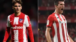 Antoine Griezmann of Atletico Madrid (left) and Dani Vivian of Athletic Club (right)