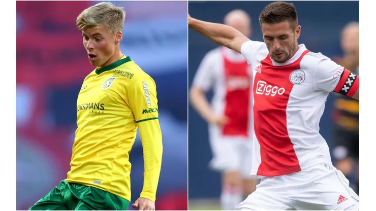 Emil Hansson of Fortuna Sittard (left) and Dusan Tadic of Ajax (right)