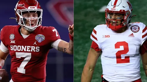 Spencer Rattler, Quarterback of Oklahoma Sooners (left) and Adrian Martinez of Nebraska (right)