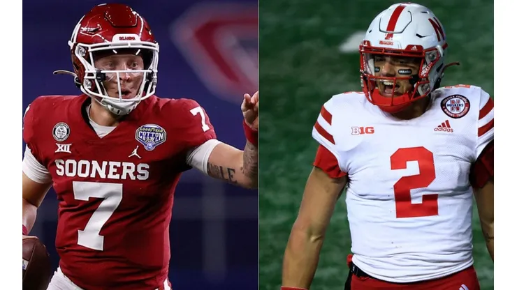 Spencer Rattler, Quarterback of Oklahoma Sooners (left) and Adrian Martinez of Nebraska (right)