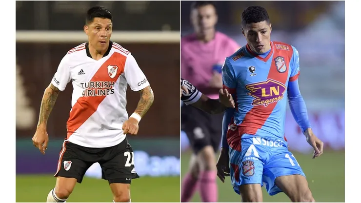 Enzo Perez of River Plate (left) and Nicolas Castro of Arsenal