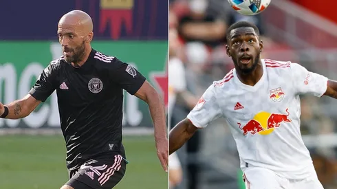 Federico Higuain of Inter Miami (left) and Dru Yearwood of New York Red Bulls.
