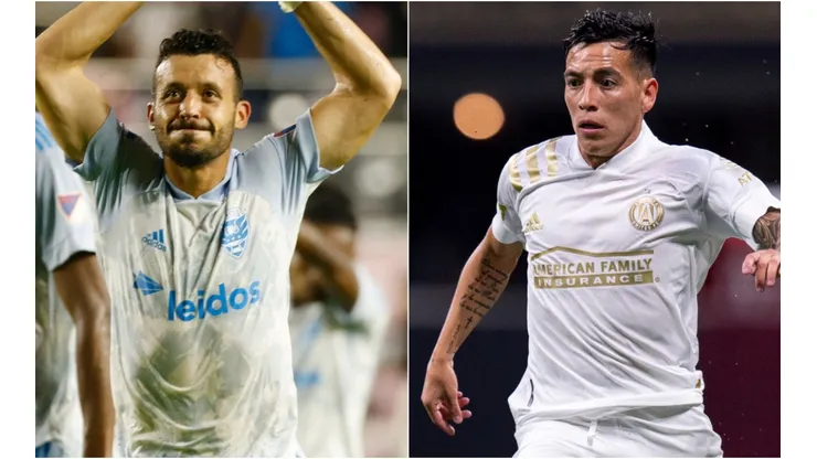Felipe Martins of DC United (left) and Ezequiel Barco of Atlanta United (right)