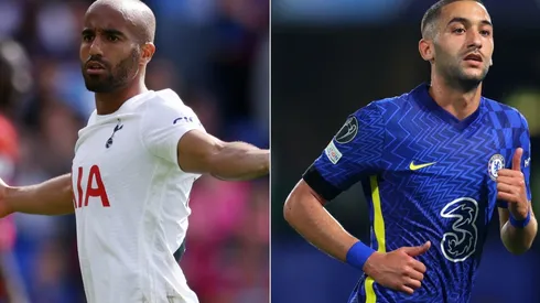 Lucas Moura of Tottenham (left) and Hakim Ziyech of Chelsea (right)