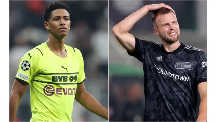 Jude Bellingham of Borussia Dortmund (left) and Marvin Friedrich of Union Berlin (right)