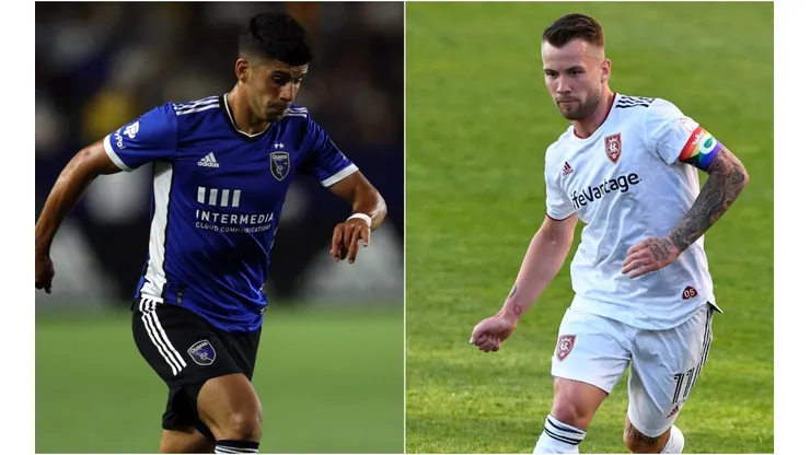 Luciano Abecasis of San Jose Earthquakes (left) and Albert Rusnak of Real Salt Lake (Getty).