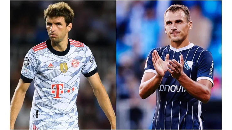 Thomas Muller of Bayern (left) and Robert Tesche of Bochum (right). (Getty)