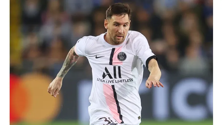 Lionel Messi in action during PSG's 1-1 draw with Club Brugge in the 2021-22 UEFA Champions League. (Getty)