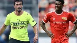 Mats Hummels of Borussia Dortmund (left) and Taiwo Awoniyi of Union Berlin (right)