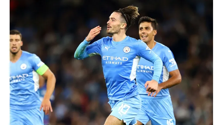 Jack Grealish of Manchester City celebrates his goal (Getty).