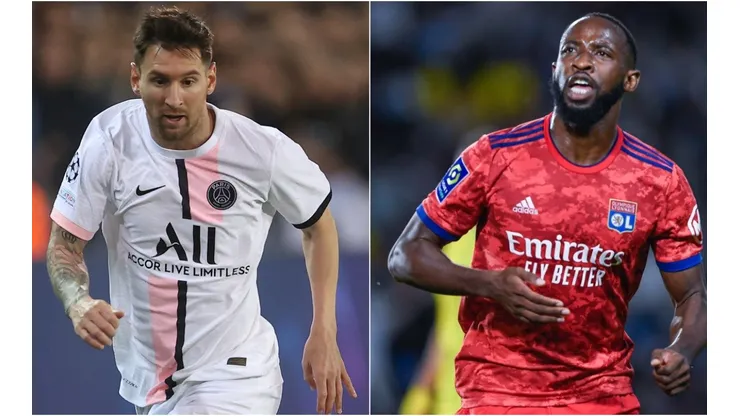 Lionel Messi of Paris Saint-Germain (left) and Moussa Dembele of Lyon (right)