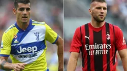 Alvaro Morata of Juventus (left) and Ante Rebic of Milan (right)