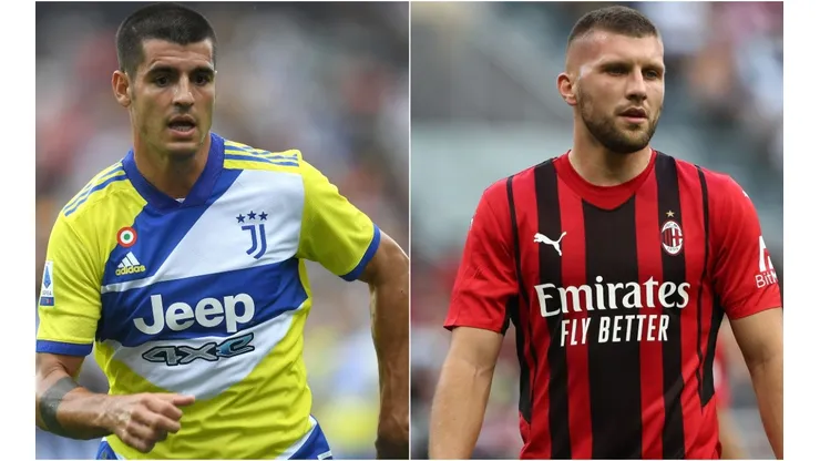 Alvaro Morata of Juventus (left) and Ante Rebic of Milan (right)
