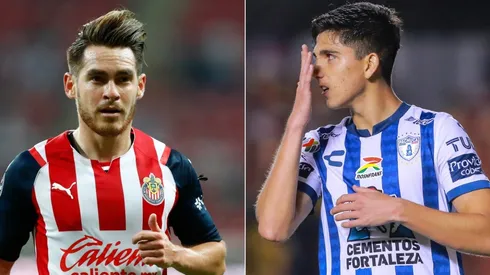 Jesus Angulo of Chivas (left) and Kevin Alvarez of Pachuca (right). (Getty)