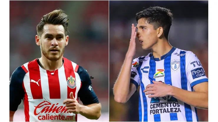 Jesus Angulo of Chivas (left) and Kevin Alvarez of Pachuca (right). (Getty)