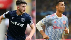 Declan Rice of West Ham (left) and Cristiano Ronaldo of Manchester United (right)
