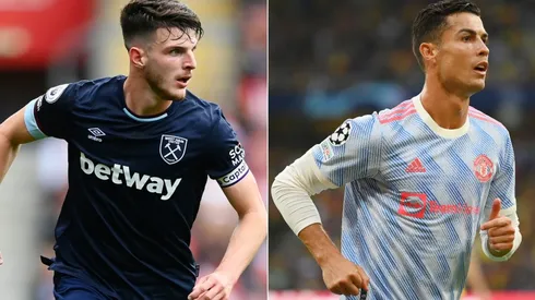Declan Rice of West Ham (left) and Cristiano Ronaldo of Manchester United (right)