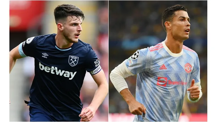 Declan Rice of West Ham (left) and Cristiano Ronaldo of Manchester United (right)