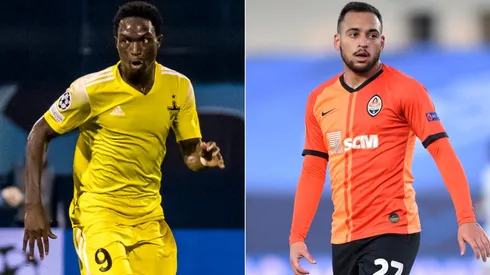 Adama Traore of Sheriff (left) and Maycon of Shakhtar Donetsk. (Getty)