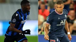 Clinton Mata of Club Brugge (left) and Kylian Mbappé of PSG (Getty).