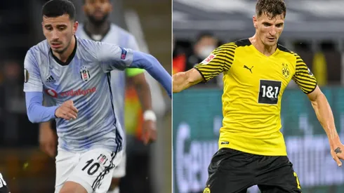 Oguzhan Ozyakup of Besiktas (left) and Thomas Meunier of Borussia Dortmund (Getty).