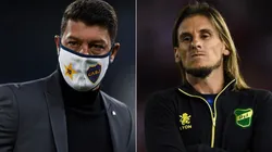 Boca Juniors interim coach Sebastian Battaglia (left) and Defensa y Justicia manager Sebastian Beccacece. (Getty)