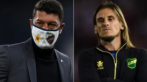 Boca Juniors interim coach Sebastian Battaglia (left) and Defensa y Justicia manager Sebastian Beccacece. (Getty)