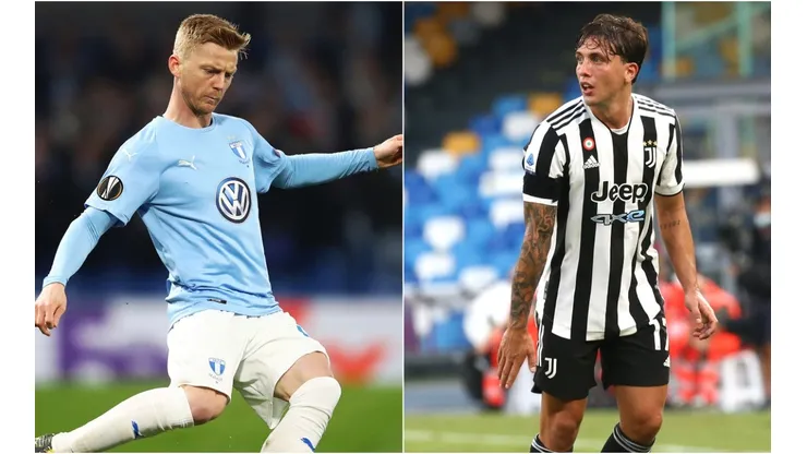 Lasse Nielsen of Malmo (left) and Luca Pellegrini of Juventus (Getty).