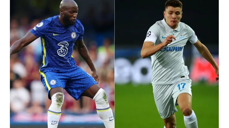 Lukaku of Chelsea FC (left) and Andrei Mostovoy of FC Zenit (right) (Getty)
